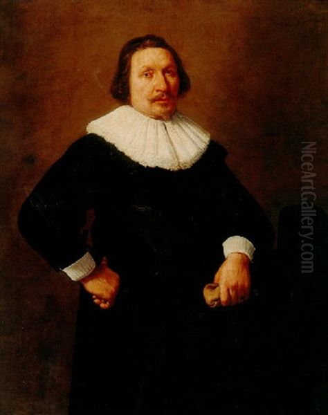 Portrait Of A Man Holding A Glove by Huygh Pietersz Voskuyl