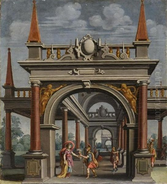 Deux Interieurs De Palais Vus En Perspective (2 Works) by Paul Vredemann van de Vries