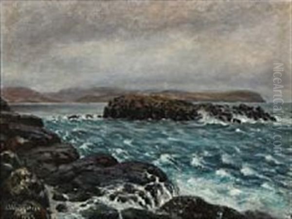 Coastal Scene Presumably From The Faeroe Islands by Joen Waagstein