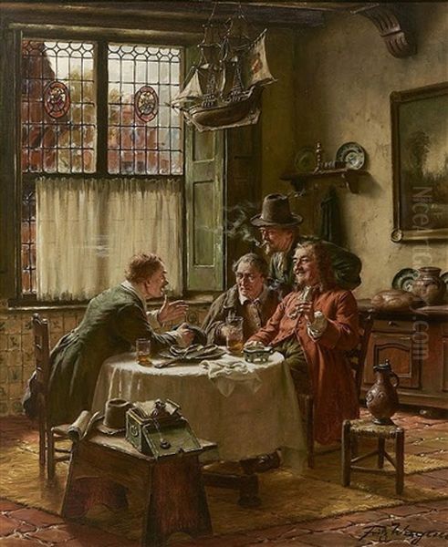 Gentlemen In A Dutch Parlour by Fritz Wagner