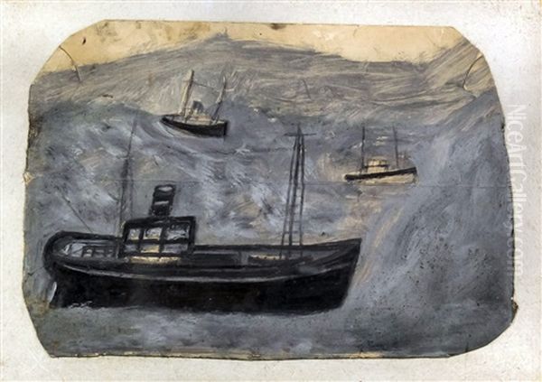 Trawlers Oil Painting - Alfred Wallis