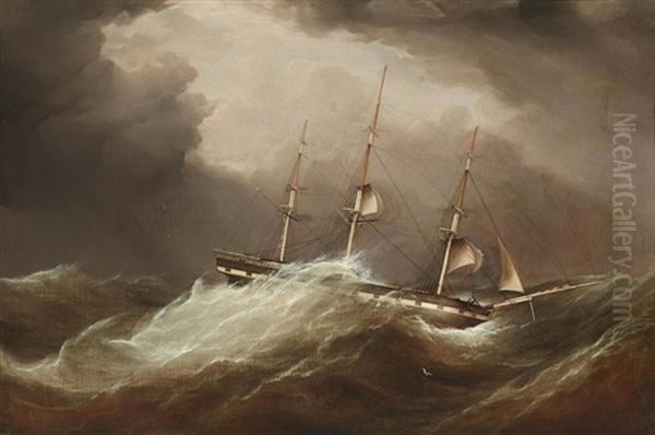 The Packet Ship Champlain In A Storm by Samuel Walters