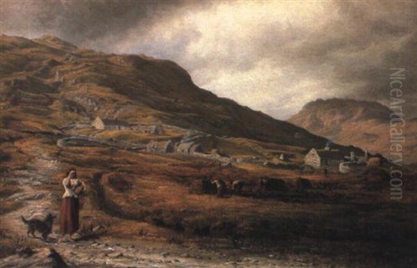 A Mountain Village, Kylemore, Co. Galway by Bartholomew Colles Watkins