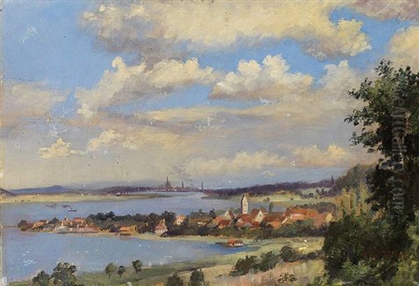 Blick Vom Bodanrucken Uber Kirchdorf Auf Den Bodensee, Im Hintergrund Konstanz by Alfred Weber