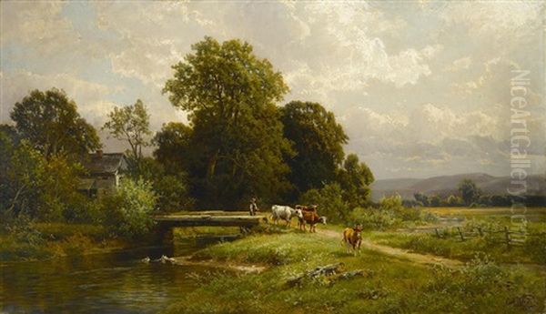 Driving The Cattle Home by Carl Philipp Weber