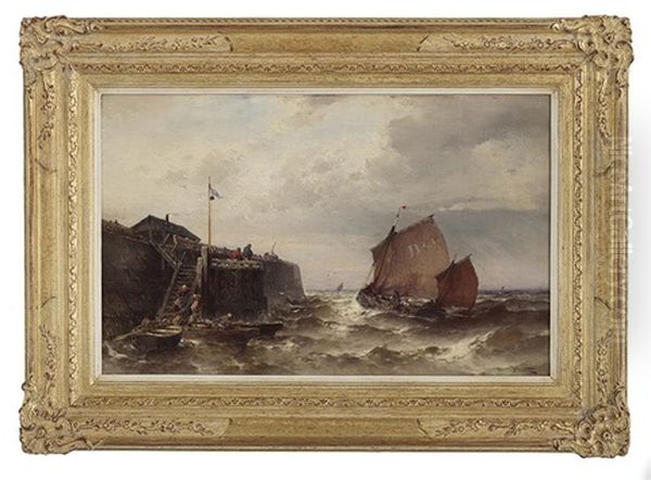 Fishing Boats On Choppy Seas by Theodor Alexander Weber