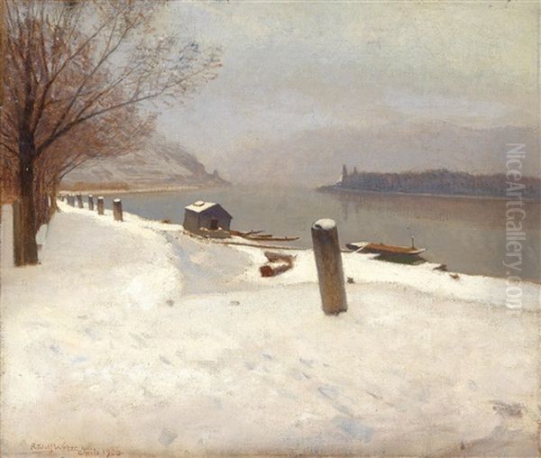 Die Donau Zwischen Durnstein Und Weisenkirchen Im Winter by Rudolf Weber