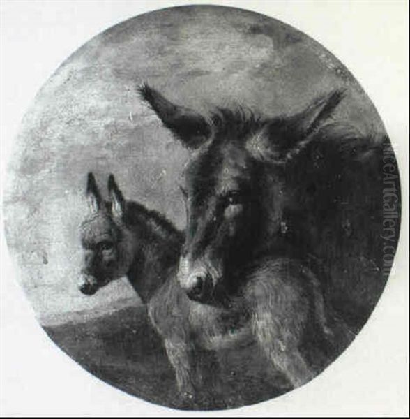 A Donkey And Her Foal by Henry Weekes