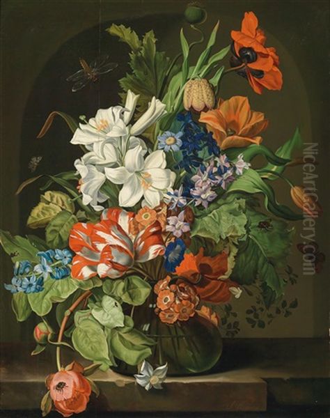 Ein Blumenarrangement In Einer Glasvase by Sebastian Wegmayr