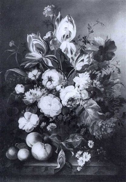 A Still Life Of Flowers by Anton Weiss