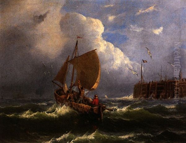 Auslaufendes Fischerboot Bei Bewegter See by Friedrich Weiss