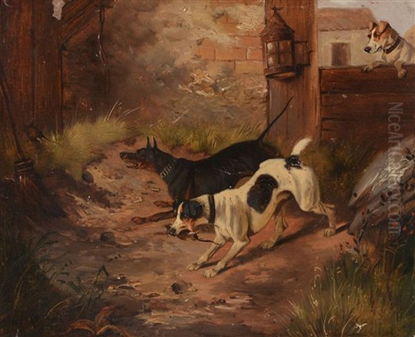 Two Terriers Ratting by Alfred Wheeler