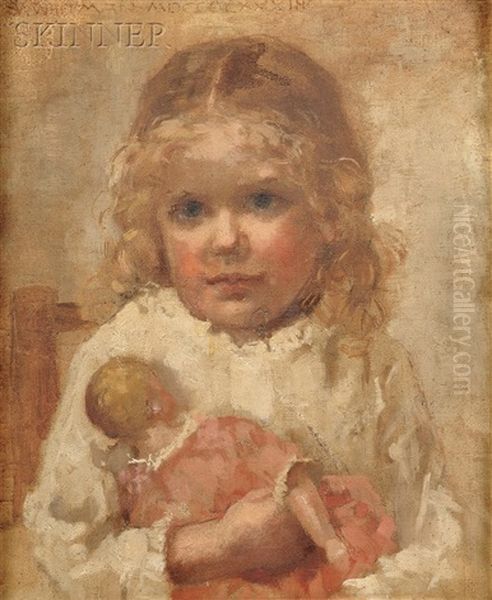 Portrait Of A Young Girl With A Doll by Sarah Wyman Whitman