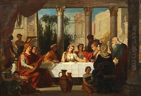 A Roman Wedding Feast by Adolph Friedrich Georg Wichmann