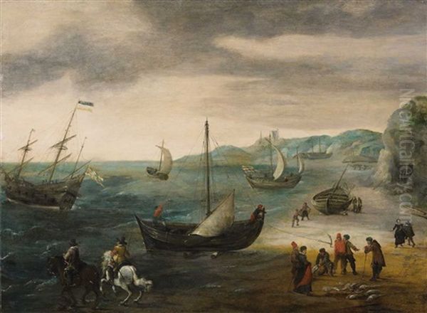 Coastal Landscape With Rich Figural Staffage by Abraham Willaerts