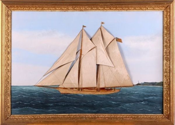 Two-masted Racing Schooner At Sea by Thomas H. Willis