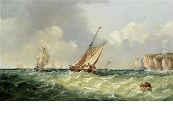 Shipping Off The Coast (pair) by John James Wilson