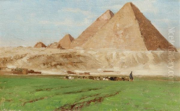 The Pyramids At Gizeh, Jan 1894 by William Heath Wilson