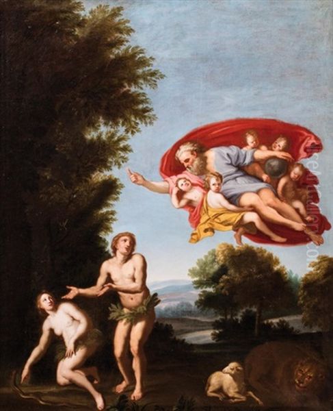 Adam Et Eve Chasses Du Paradis by Domenico Zampieri (Il Domenichino)