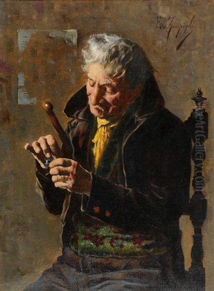 Elderly Man With Snuff Box by Eugenio Zampighi