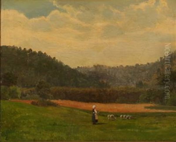 Landscape With A Girl And Her Cattle by Vilhelm (Joh. V.) Zillen