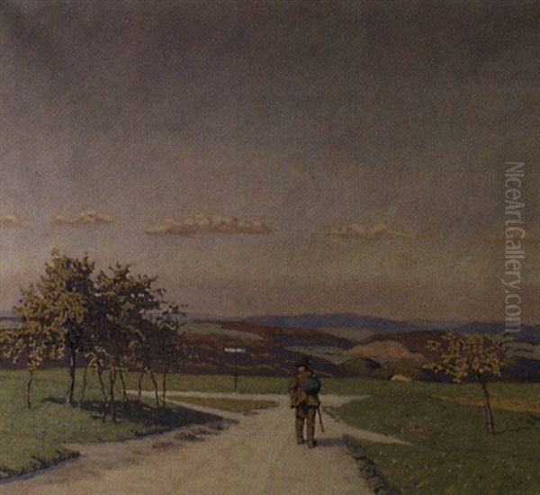 Sommerlandschaft Mit Wandere by Albert Johann Zubler