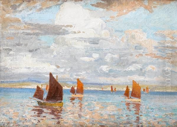 Fishing Boats Off St Ives by Charles David Jones Bryant