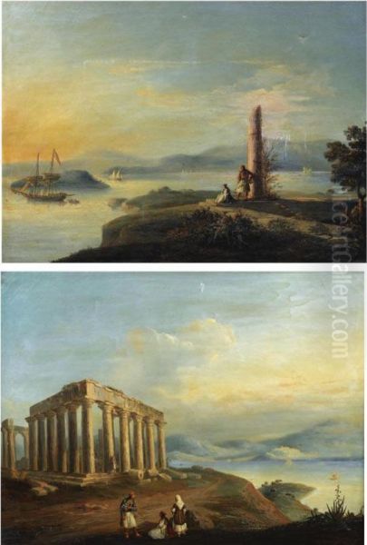 Two Views Of Greece by Pierre Clement Causse