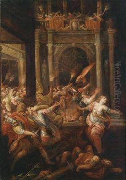 A Scene From The Trojan War: The Death Ofking Priam by Andrea Celesti