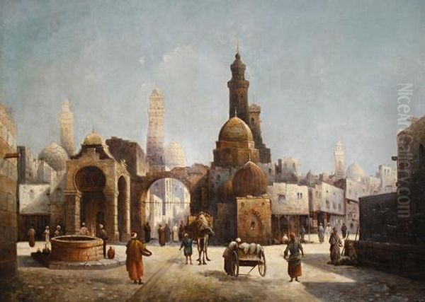 An Algerian Street Scene by Charles Theodore Frere