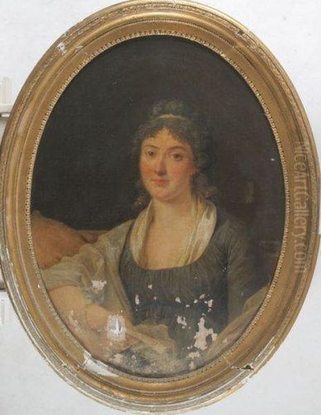 Portrait D'elegante A La Lettre by Jean-Francois Gilles Colson