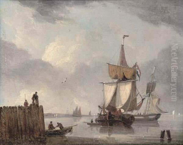 Traders Drying Their Sails At Dusk by D. De Bart