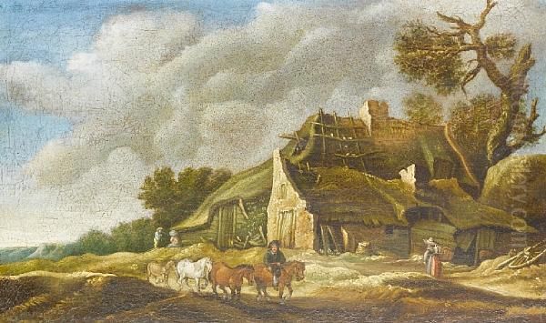 A Traveller On A Country Path, Leaving A Barn by Pieter De Molijn