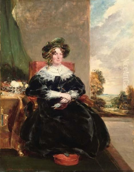 Portrait Of A Lady, Wearing A Black Dress by Stephen Poyntz Denning