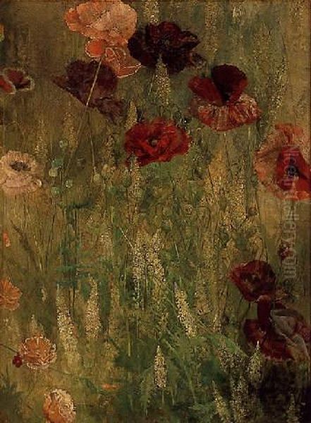 Poppies And Italian Mignonette by Maria Oakey Dewing