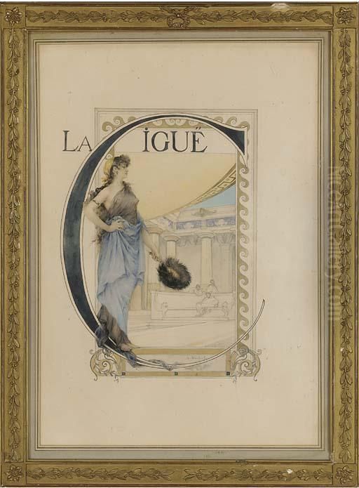 A Study For The Cover Of 'la Cigue' Oil Painting - Edouard-Marie-Guillaume Dubufe