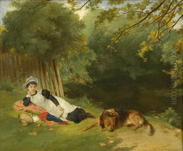 Reading By The Riverside by Thomas George Duvall