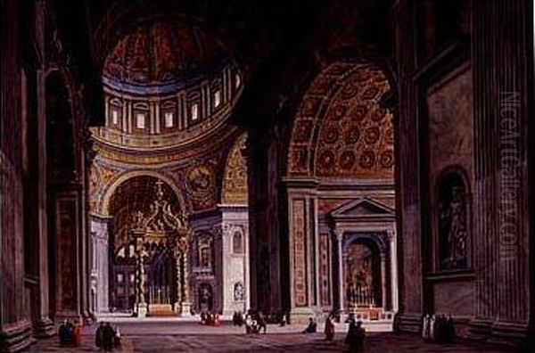 View Of The Interior Of Saint Peter's Basilica, Rome by Jean Faure