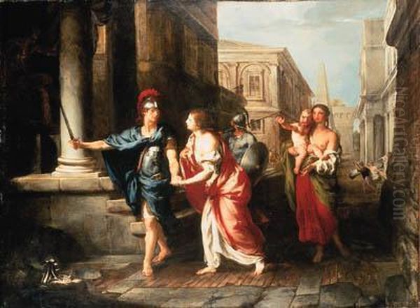 The Parting Of Hector And Andromache by Francesco Fernandi, Called L'Imperiali