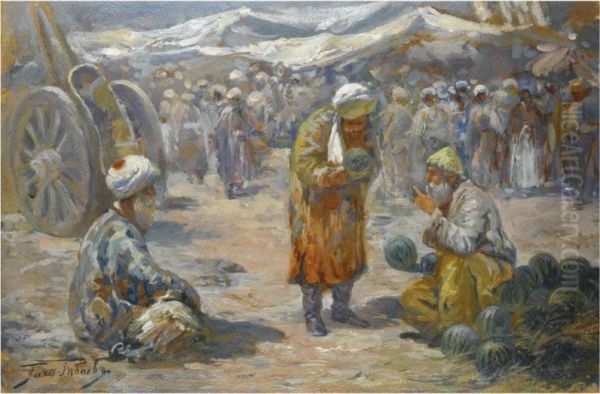 Market Scene by Georgii Ivanovich Gabashvili