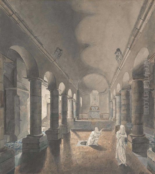 Ghostly Figures Appearing In The Crypt Of Saint Irene, Lyon by Jean-Joseph-Pascal Gay