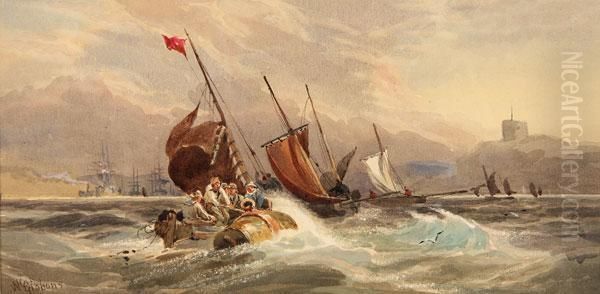 Fishing In The Channel- A Pair by William Gibbons