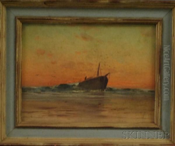 Ship Hull On The Beach by Charles Edwin Lewis Green