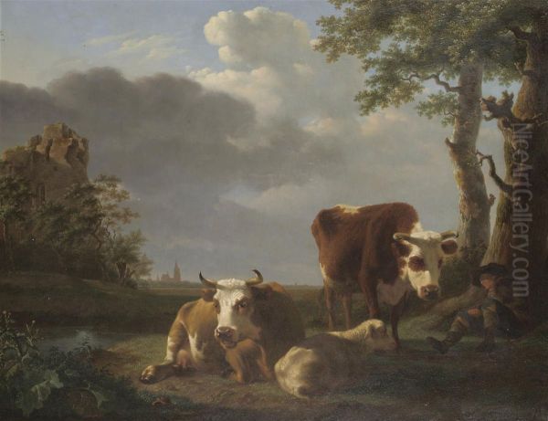 A Herdsman Resting by Gillis Smak Gregoor