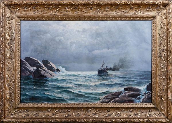 Steamboat Between Cliffs by Lars Laurits Larsen Haaland