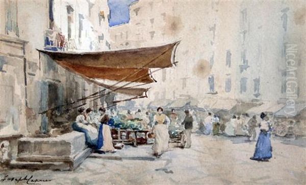 Italian Market Scene by Josef Haier