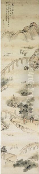 Scenes Of Qinjiang County In Fujian Province, After Wangjianzhang by Okada Hanko