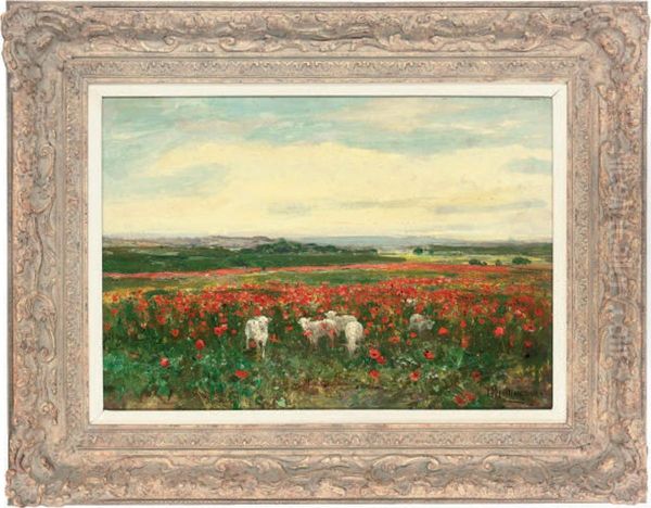 Lambs In A Poppy Field by Horatio R. Hollingdale