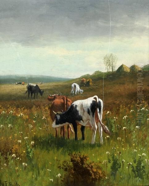 Cattle Grazing In A Landscape by William Frederick Hulk