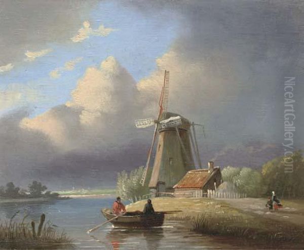 A Dutch Polder Landscape by Christiaan Immerzeel